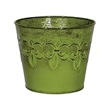 Robert Allen MPT01891 Fluer De Lis Series Metal Planter Flower Pot, 6', Color Tansy Green