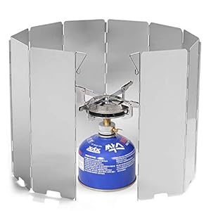 Camping Windshield,Stove Windscreen for Camp, 10 Plates Foldable Outdoor Cooking Portable Wind Guard Aluminum Alloy Lightweight for Hiking, Backpacking, Camping