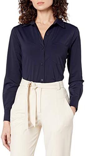 Lyssé womens Button-down-shirts button down shirts, True Navy, Large US