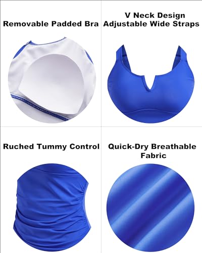 Image of Tankini Tops for Women Swimwear Top Only Tummy Control Bathing Suit Top No Bottom (Available in Plus)