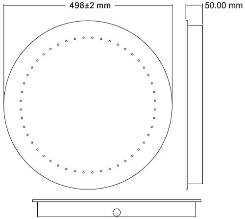 Plumbworld Round LED ILLUMINATED Bathroom Mirror Modern Light Battery Powered Circle 500mm