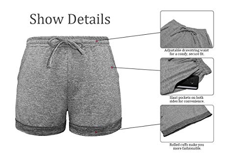 Shorts femininos elásticos confortáveis com cintura elástica e bolsos da Elf Queen, 1-light Gray2, L