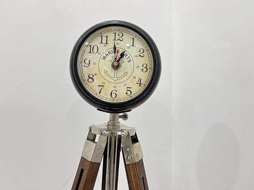 Regal Nauticaz Nautical Brass Floor Clock Antique Wooden Tripod Stand 18 Inch Floor Clock for Home Office Living Room & Bed Room Decor