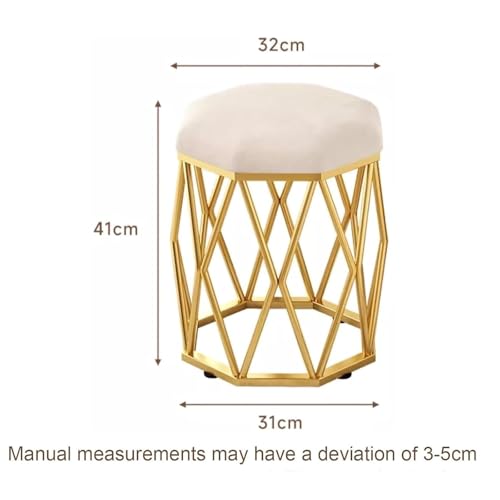 Taburete de tocador redondo de terciopelo con patas de metal para dormitorio 3