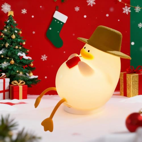 Image of Happy Duck Night Light with Hat Birthday Gift Silicone Lamp Cute Bedroom Sleep Light LED Children Cute Nightlight Bedside Light Room Decoration