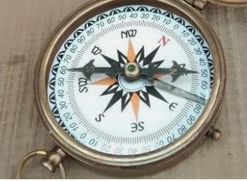 Brújula de bolsillo de latón antiguo con funda de cuero – Regalo vintage de navegación náutica miniatura 4
