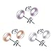 Produktbild Yumilok 3 paar Damen Ohrstecker 925 Sterling Silber weiß lila rose Süßwasser-Zuchtperlen 8mm Gestüt Piercing Ohrringe Ohrschmuck für Mädchen