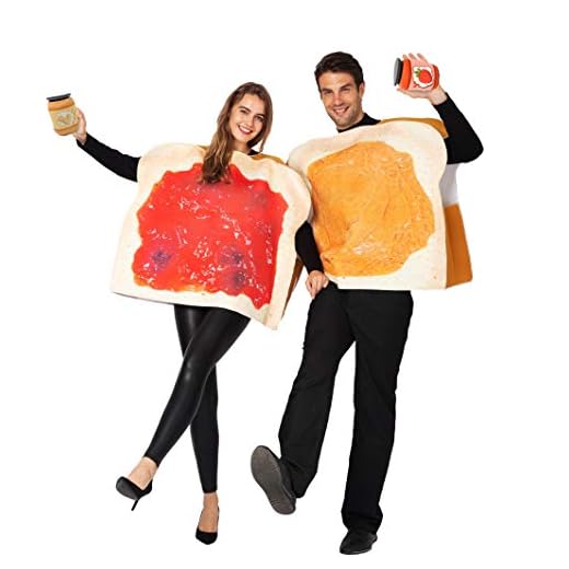 Spooktacular Creations Peanut Butter And Jelly PBJ Costume Adult Couple Set w/one Peanut Butter Plush and One Jelly Plush for Halloween