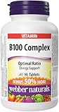 Webber Naturals Vitamin B100 Complex, 90 Tablets, Supports Energy Production and Metabolism, Vegan