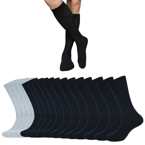 Image of BALENZIA Crew Men's Socks |Formal Dress Cotton Solid Color Full Length Lightweight Casual Business Regular Sock