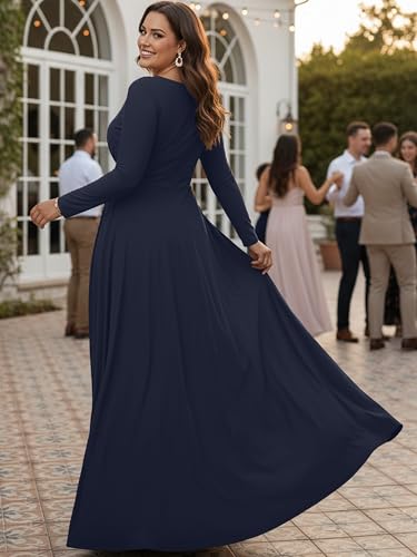 Image of KOH KOH Womens Long Sleeve Flowy Modest Elegant Evening Maxi Dress Gown