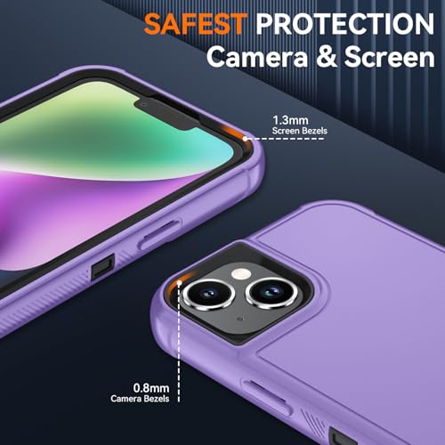 Image of SunStory Compatible with iPhone 14 Plus Case with HD Screen Protector, 3-Layer Heavy Duty Full-Body Cover,3 in 1 Hybrid Protective Case for iPhone 14 Plus 6.7 inch,Violet