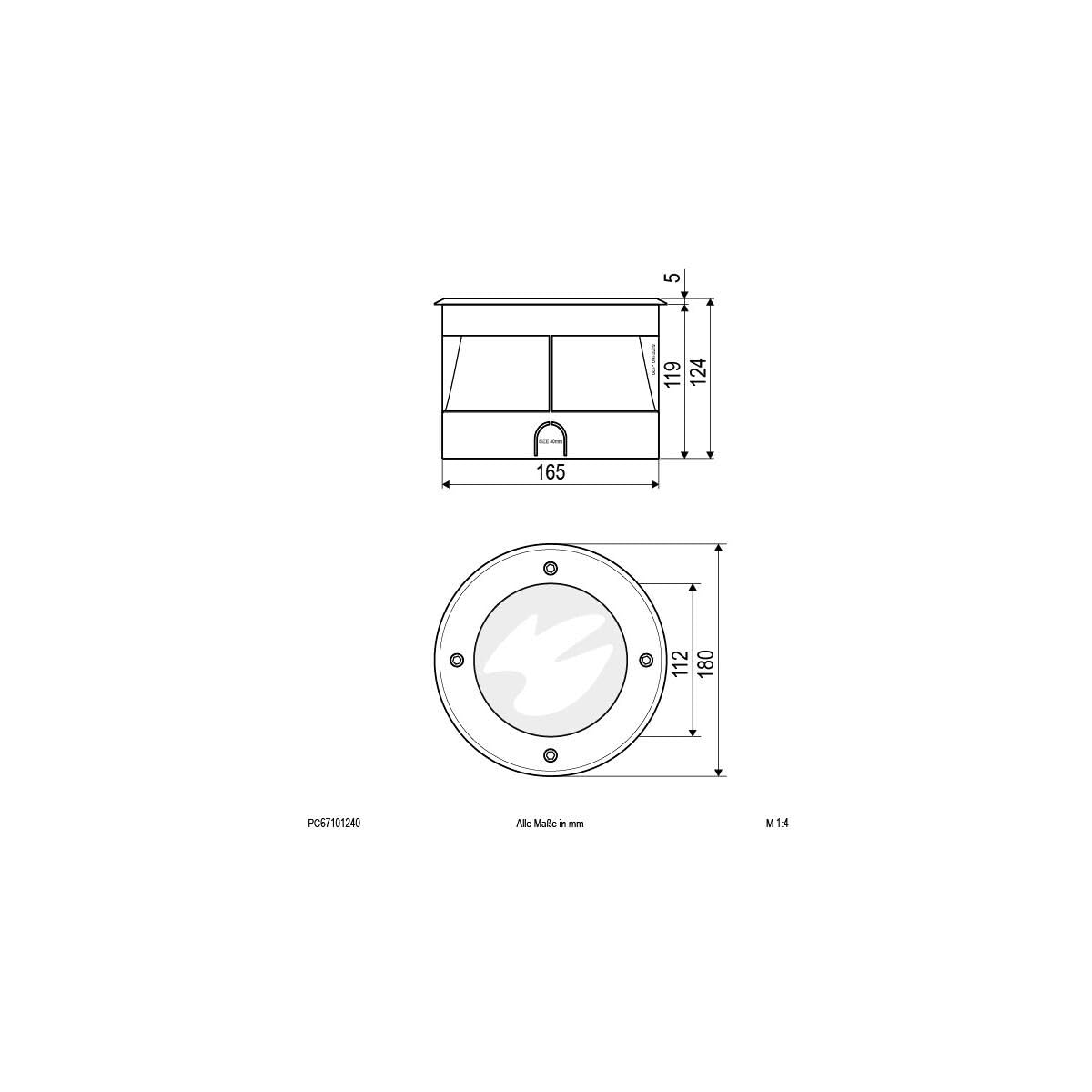 EVN Lichttechnik LED-Bodeneinbauleuchte PC67101240 4000K IP67 alu Bodeneinbauleuchte 4037293019880