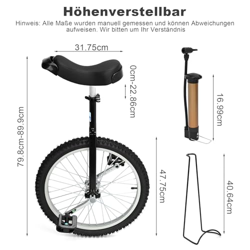 uyoyous Einrad 20 Zoll Einrad Balance Training Einradständer Höhenverstellbar Robuste für Personen ab 15 Jahren, darunter Kinder, Erwachsene und Fachkräfte Outdoor Sportarten, Unisex