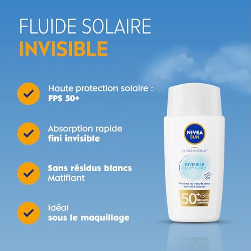 NIVEA SUN Fluide visage quotidien invisible UV SPF 50+ 40 ml - vue 3