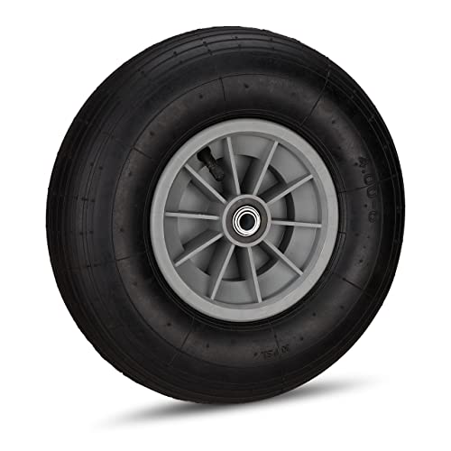 Roue de brouette pour jardinage et chantier pneu increvable Relaxdays 4.00-6 noir gris