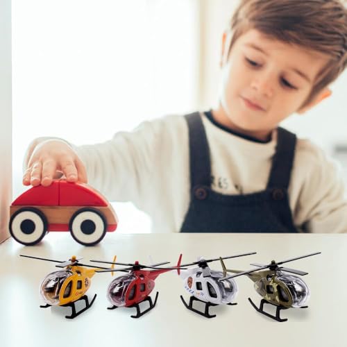 LKNBIF 4 Pieces Toy Helicopter, Mini Aeroplane Model Pull, Mini Aeroplane Set Children, 3-12 Years Boys Girls Children