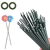 Sploziia 50 Stück Blumendraht Grün - Floristendraht 30cm Langer Draht 2mm Pfeifenputzer Zum Basteln Mit 2 Rollen Klebeband Für DIY Blumenarrangements Und Künstliche Blumengirlanden