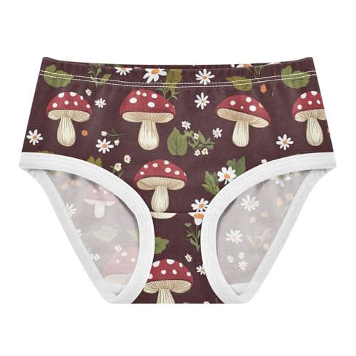 Wusikd Mushrooms Daisies Girls' Underwear Cotton Green Girls Briefs Soft Toddler Underwear 2T