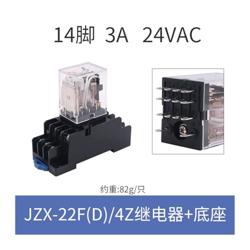 Relais 14 broches 24V AC JZX-22F pour automatisme industriel avec socle