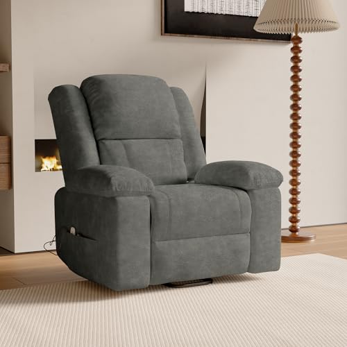 BPKADHY Elektrischer Relaxsessel, Massagesessel mit Kippfunktion und Vibration, elektrischer Massagesessel, Fernsehsessel, Relaxsessel, 160° neigbar (grauer Stoff) – Bild 7