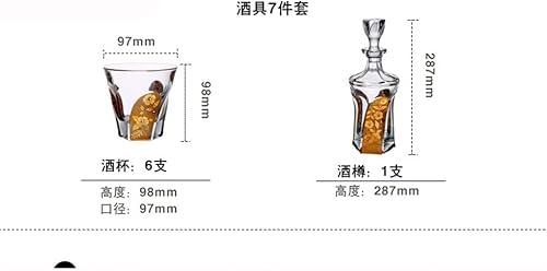 Miniatura 7 de ZLXDP - Juego de vino de cristal creativo juego de copas de vino tinto europeo pintado de oro juego de vasos de whisky