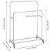Laiensia Double Rods Garment Rack with Wheels, Clothing Rack for Hanging Clothes,4 Hooks, Multi-Functional Bedroom Clothes Rack, Pink