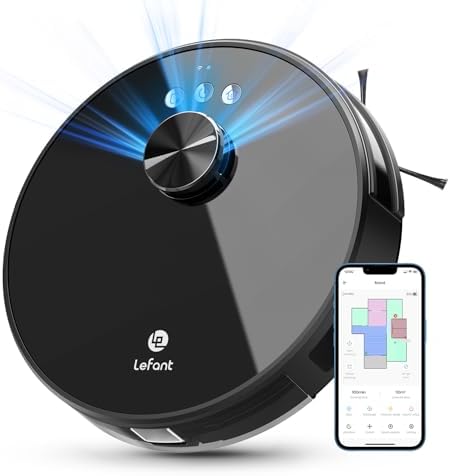 Lefant LS1 Lidar Robot Vacuum: 3200Pa Suction Robotic Vacuum Cleaner, Up to150mins Runtime, Precise Mapping, Real-time Map, No-go Zone, Alexa/APP/WiFi Control - Ideal for Pet Hair, Hard Floors