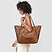 KKXIU Large Tote Bag for Women with Zipper Work Leather Travel Purse and Handbags - Dark Brown