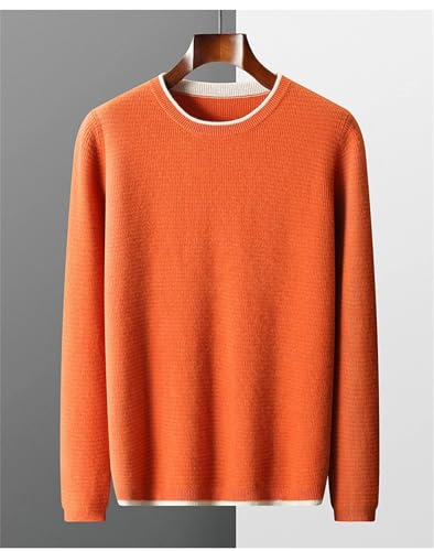 Men's Round Neck Wool Sweater Casual Long Sleeve Contrast Thickened Thermal Knitted Pullover Jumper2