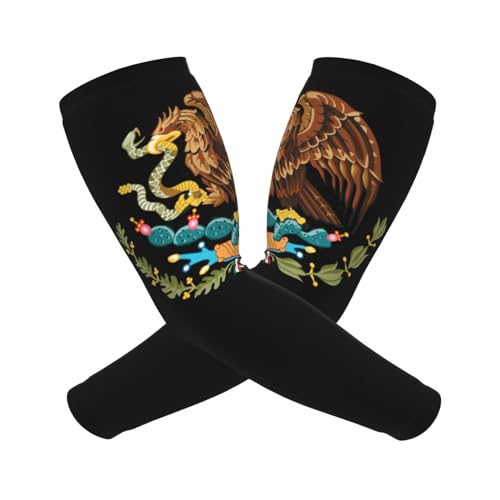 CUTEDWARF Mexican Flag Eagles Sun Protection Arm Long Sleeve Protector Unisex Outdoor Sports Protective Sleeve Guard