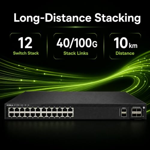 Image of Ruckus ICX7550-24 Managed Switch, 24x 10 /100 /1000 Mbps RJ-45, 2x 40GbE QSFP+ + Modular Expansion Slot Uplinks, Dual Hot-Swap PSU - Stackable Campus Switch, 40 /100G Uplinks, Multigigabit PoE++ Ready