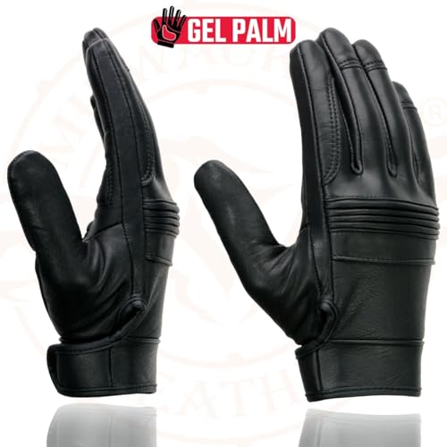Image of Milwaukee Leather Men's Leather Motorcycle Gloves - Gel Padded Palm, Adjustable Wrist, Riding Gloves - X-Small