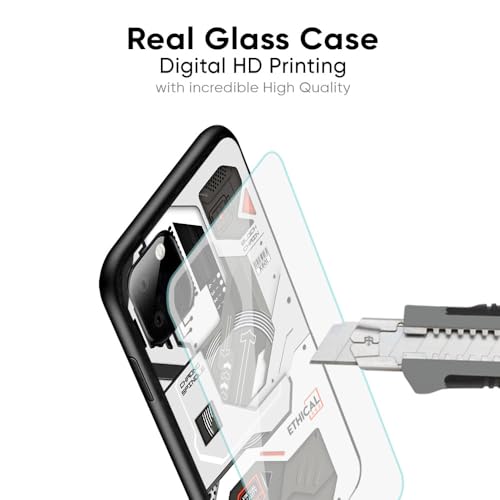 Image of Designer Tempered Glass Back Case Cover Compatible with Samsung Galaxy S23 FE 5G - Explore Circuit Glass Case