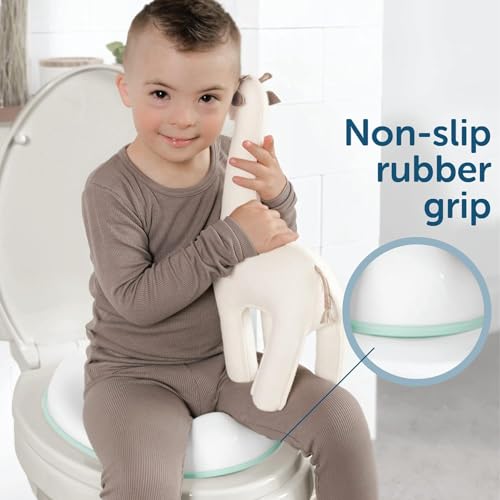 Image of Novo Baby Portable Unisex Baby Potty Training Toilet Seat with Non-Slip Base, Splash Guard, and Storage Hook - Ideal for 0-6 Year Child, Fits Round & Oval Toilets, Travel-Friendly New born Toddler