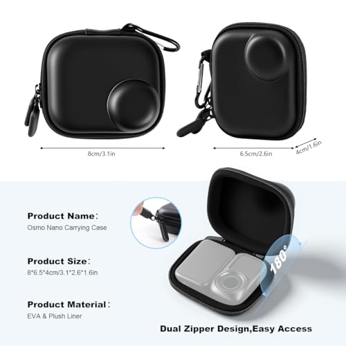 Image of ZORBES Portable Carrying Case Cover for DJI Osmo Nano Vlogging Camera, Action Camera Storage Case Bag Compact EVA Shockproof Waterproof Carrying Case with Soft Velvet Interior & Carabiner Clip