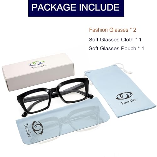 Image of Classic Clear Lens Glasses for Women Men Thick Square Frame Eyewear Non Prescription Eyeglasses 2 Pack