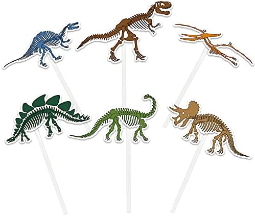 Fossil Dinosaur Cupcake Topper - 36 PCS Dinosaur Cupcake Decorations Cake Toppers Picks for Boys Kids Birthday Party Supplies Dino Theme Party Decor