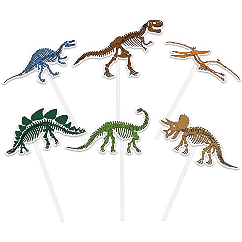 Fossil Dinosaur Cupcake Topper - 36 Pcs Dinosaur Cupcake Decorations Cake Toppers Picks For Boys Kids Birthday Party Supplies Dino Theme Party Decor #TOP1