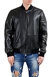 Hugo Boss 'Mervon_1' Men's 100% Leather Black Full Zip Jacket US XL IT 54