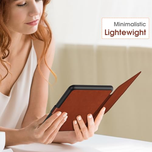 Image of Fintie Case for 7 inch All-New Kindle Paperwhite (12th Generation, 2024) and Kindle Colorsoft Signature Edition - Slim Lightweight Shell PU Leather Protective Cover with Auto Sleep /Wake, Vintage Brown