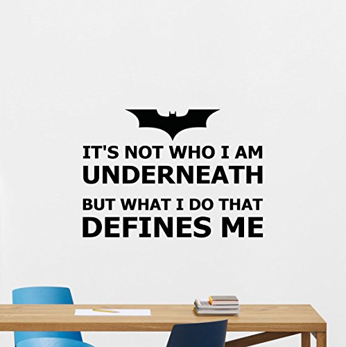 Batman Quote Wall Decal It's Not Who I Am Underneath Arkham Dark Knight Superhero Comics Cartoon Poster Wall Vinyl Sticker Kids Teen Boy Room Nursery Bedroom Art Decor Mural 205crt