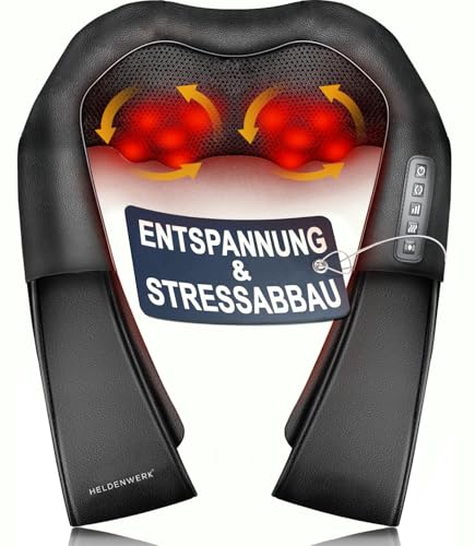 HELDENWERK Massagegerät Schulter Nackenmassagegerät mit Wärme, Shiatsu Massagegerät mit 4D-Massage von tiefem Gewebe, Massage für Nacken, Rücken, Schulter, Beine, Füße