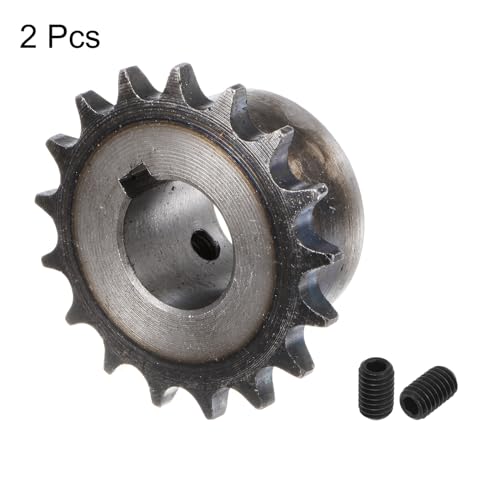 QUARKZMAN 2 Stück ISO/DIN 06B-1 Rollenkettenrad B-Typ 20mm Bohrung, 3/8 Teilung, A3-Stahl Einzelstrang Rollenkettenrad gehärtet 17 Zähne