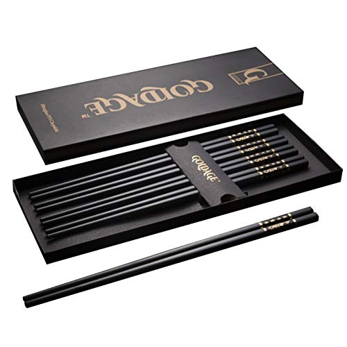 Goldage 5-Pairs Fiberglass Dishwasher-safe Chopsticks - Blossom of Richness (Gold & Black)