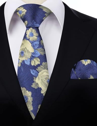 Image of Alizeal Mens 3.15'' Colorful Flower Pattern and handkerchief Necktie Set