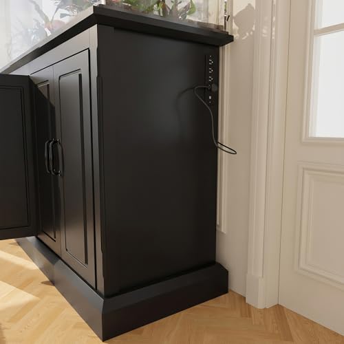 Image of 55-75 Gallon Aquarium Stand with Power Outlet, Heavy Duty Fish Tank Stand with 4 Cabinets, Storage Cabinet for Turtle Tank & Reptile Terrarium, 880LBS (50 inch-Black)