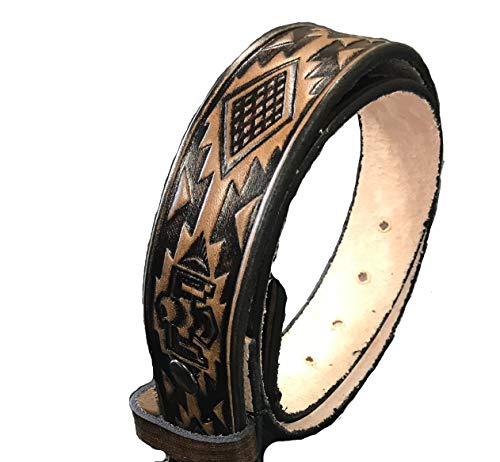 Native Indian Design Handmade Mens Leather Belt Western Work Casual 1.5" Wide Color Cocoa Brown2