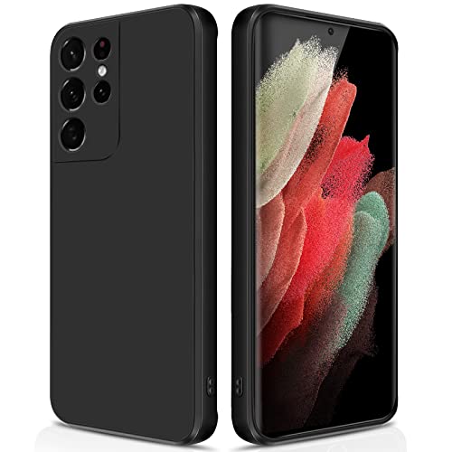 GiiYoon Funda para Samsung Galaxy S21 Ultra 5G,Case de Silicona Suave de TPU Funda Protector de Goma Fexible Prueba Liviano y a Delgado de Golpes Antirrayas para Teléfono S21 Ultra 5G(Negro) Cover