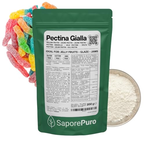 SaporePuro Pectina Gialla (Jaune), 200 g - Gelificante Naturale ad Alto Potere Addensante per Marmellate e Gelatine - SENZA GLUTINE